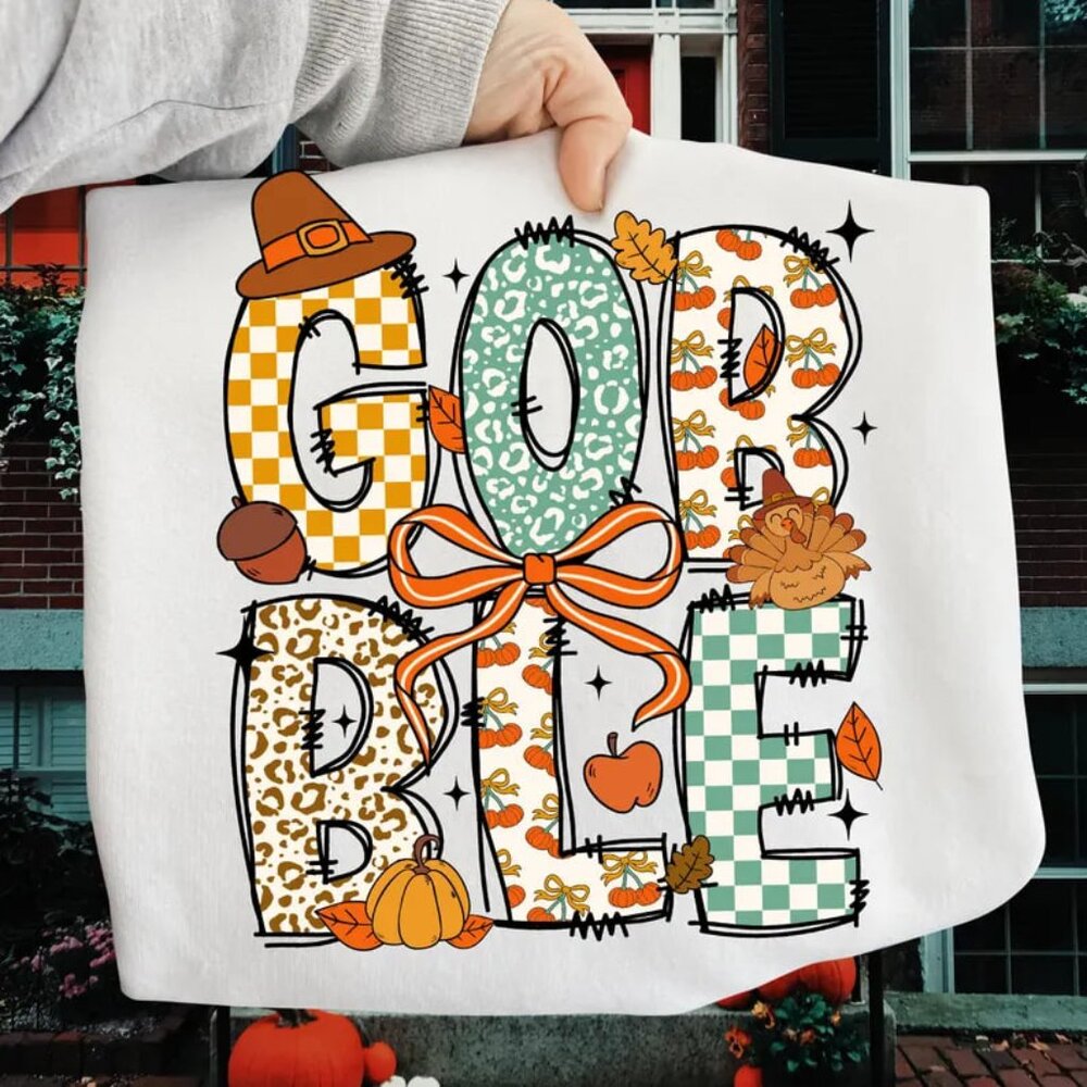 Thanksgiving Gobble Coquette Shirt, Graphic Thanksgiving Tee